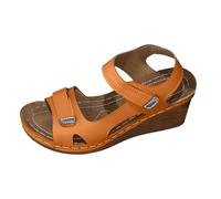 Women's Wedge Sandals Adjustable Double Strap Platform Shoes Summer Comfort Open Toe Walking Sandals for Bunions Swollen Feet Casual Outdoor Orange
