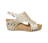 Women's Wedge Sandals Comfortable Peep Toe Platform Casual Dressy Cork Summer Dress Shoes Glitter Stylish Fish-Mouth Sandal Adjustable Buckle on Sides Wedge Heels Shoes for Prom Bridal Party