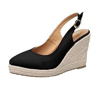 Women'S Wedge Sandals Espadrilles Pointed Closed Toe Back Buckle Strap Sandal Comfortable Casual Summer High Wedge Shoes Elegant Roman Dressy Shoes Comfort Anti-Slip Outdoor Footwear For Any Occasion