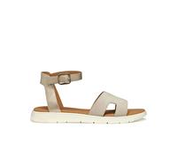 Geox Women's D DANDRA B Flat Sandal, Lt Gold/Lt Taupe, 5 UK