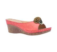 Women's Wedge Sandals in Cork Summer - Women's Summer Shoes Elegant Slippers Platform with Flowers Lightweight Sandals Open Back Slide Casual Shoes for Beach Holidays, red, 5 UK