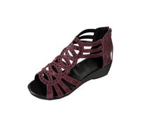 Womens Wedge Sandals, Ladies Crystal Sparkling Sandal Open Toe Woven Upper Hollowed Out Sandals Summer Lightweight Walking Shoes With Back Zipper Bohemian Roman Sandal Gladiator Footwear For Everyday