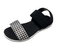 Womens Wedge Sandals Ladies Fashion Summer Stripe Colored Round Toe Open Toe Flat Sandals