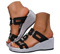 Womens Wedge Sandals,Ladies Open Toe Wedges Platform Strappy Mid Heel Adjustable Ankle Strap Sandals Buckle Girls Holiday Summer Event Occasion Classic Shoes
