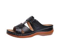 Womens Wedge Sandals Open Toe Walking Hiking Sandal Non Strappy Orthopedic Slide with Arch Support Slip on Summer Wide Fit Shoes Plantar Fasciitis Relief Elegant Platform Footwear Uk Size 3-7.9