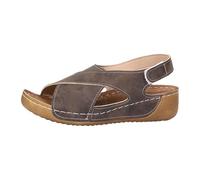 Women's Wedge Sandals Peep Toe Comfort Walking Shoes Vintage Cross Strap Summer Slingback with Adjustable Hook and Loop Closure Brown
