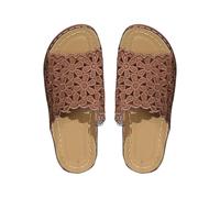 Women's Wedge Sandals, Slippers, Mules with Footbed, Soft Sliding Sandals, Flower Jewellery, Outer Material, Outdoor Sandals, Comfortable Sandals, Bohemian Slider, Wide Feet Slippers for Living Room