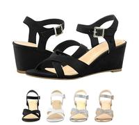 Women's Wedge Sandals UK Deals Platform Sandal with Arch Support Ladies Comfortable Slides Thick Soles with Adjustable Buckle Peep Toe Mule Shoes Footbed Slide Suede Leather Slide Footwear
