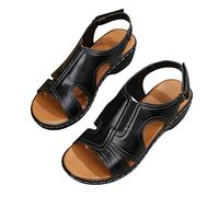 Womens Wedge Sandals UK Sale Clearance Comfortable Sports and Outdoor Walking Sandals Open Toe Leather Roman Sandals Fashion Ladies Summer Shoes Anti-Slip Beach Shoes Footwear Size 3-7.5
