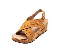 Womens Wedge Sandals UK Sale, Orthopedic Shoes for Ladies Wide Fit Platform Sandal Slingback Sandals Hook & Loop Fastening Sandals with Arch Support Stylish Slides Slippers Evening Party Sandals