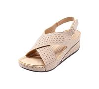 Womens Wedge Sandals UK Sale, Orthopedic Shoes for Ladies Wide Fit Platform Sandal Slingback Sandals Hook & Loop Fastening Sandals with Arch Support Stylish Slides Slippers Evening Party Sandals
