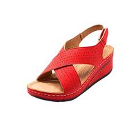 Womens Wedge Sandals UK Sale, Orthopedic Shoes for Ladies Wide Fit Platform Sandal Slingback Sandals Hook & Loop Fastening Sandals with Arch Support Stylish Slides Slippers Evening Party Sandals