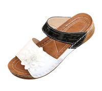 Womens Wedge Sandals UK, Sequins Orthopedic Sliders Ladies Open Toe Platform Slides Fashion Sparkly Glitter Shoes Elegant Flower Sandals