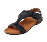Womens Wedge Sandals, Womens Wedges Orthopedic Arch Support Sandals Summer Comfortable Walking Flat Beach Sandals Casual Dressy (Black 4)