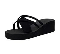 Women'S Wedge Slippers Women'S Memory Foam Slide Slippers Shoes Breathable Summer Women Non-Slip Women's slipper (Black, 5)