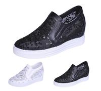 Women's Wedge Sneakers Hidden Heel Platform Wedge Booties, Womens Sneakers with Wedge Lace Up Shoes