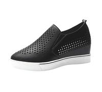 Women's Wedge Sneakers Hidden Heel Platform Wedge Slip On Sneakers Booties, Womens Sneakers with Wedge Lace Up Shoes 5.5 e-Black
