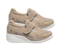 Womens Wedge Trainers No Lace Arch Support Strap Walking Shoes Ladies Ankle Platform Flat Running Sneakers Women Summer Fashion Breathable Mesh Hollow Trainers (Beige, 36)