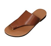 Womens Wedges Leather Ring Toe ls Orthopedic Correction Platform Non-Slip Open Toe Casual Beach Slip On Slippers