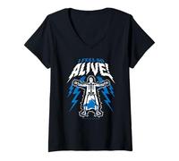 Womens Wednesday Season 2 I Feel So Alive! Electrified Uncle Fester V-Neck T-Shirt