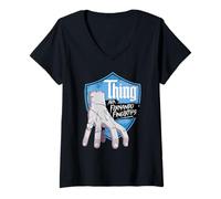 Womens Wednesday Season 2 Thing AKA Fernando Fingertips Logo V-Neck T-Shirt