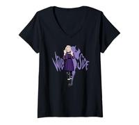 Womens Wednesday Season 2 Wild Side Enid Claws Out Logo V-Neck T-Shirt