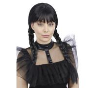 Smiffys Adult Gothic School Girl Wig with Plaits & Fringe, Halloween Fancy Dress Accessory, Gothic Schoolgirl Dress Up Wigs