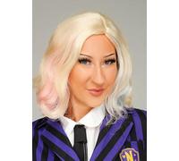 Womens Wednesday Style Blonde Enid Wig with Pastel Pink and Blue
