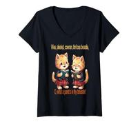 Womens Wee, Sleeket, Cowran, Tim’rous Beastie Cute Cat Burns Night V-Neck T-Shirt