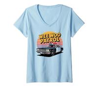 Womens Wee Woo Patrol Retro Car V-Neck T-Shirt