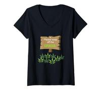 Women's Weed Grass Roll, Please Keep Off The Grass Funny Drug Gift V-Neck T-Shirt