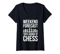 Womens Weekend Forecast 100% Chance of Chess V-Neck T-Shirt