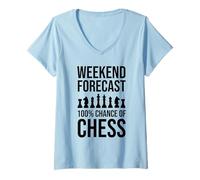 Womens Weekend Forecast 100% Chance of Chess V-Neck T-Shirt