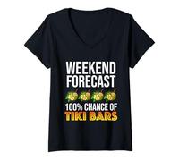 Womens Weekend Forecast - 100% Chance of Tiki Bars V-Neck T-Shirt