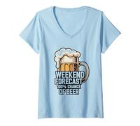 Womens Weekend Forecast 100 Percent Chance of Beer V-Neck T-Shirt