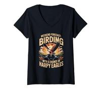 Women's Weekend Forecast Birding with a Chance of Harpy Eagles V-Neck T-Shirt