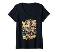 Women's Weekend Forecast Birding with Rare Sightings Birder V-Neck T-Shirt