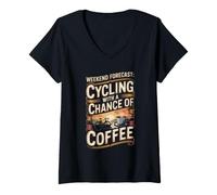 Women's Weekend Forecast Cycling with a Chance of Sprints Track Bike V-Neck T-Shirt