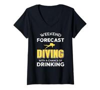 Womens Weekend Forecast Diving with A Chance of Drinking V-Neck T-Shirt