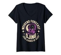 Women's Weekend Forecast DJing with Zero Chance of Sleep DJ V-Neck T-Shirt