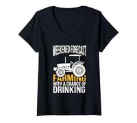 Womens Weekend Forecast: Farming with A Chance of Drinking Bauer V-Neck T-Shirt