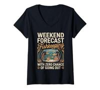 Women's Weekend Forecast Fishkeeping Zero Chance Going Out V-Neck T-Shirt