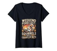 Women's Weekend Forecast Squirrels with a Chance of Nuts Wildlife V-Neck T-Shirt