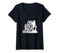 Womens Weekend Fun Starts with a Nice Hike V-Neck T-Shirt