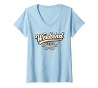 Women's Weekend Golf Club Retro Father's Day Graphic Tee Time V-Neck T-Shirt