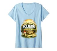 Women's Weekend Kubb Warrior Viking Chess Lawn Game Player Gift V-Neck T-Shirt