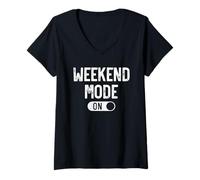 Womens Weekend Mode On Funny Chill Relax Vibes V-Neck T-Shirt