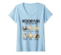 Women's Weekend Plans Chicken Edition Funny Hen Humor Farm V-Neck T-Shirt