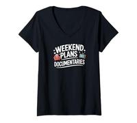 Women's Weekend Plans Documentaries Movie Night Lover V-Neck T-Shirt