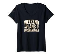 Women's Weekend Plans Documentaries Movie Night Lover V-Neck T-Shirt